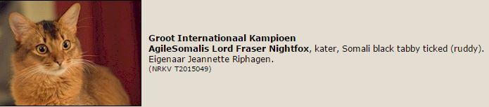 titelregistratie Gr. internationaal Kampioen Lord Fraser